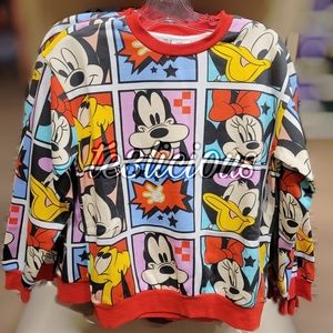 DISNEY PARKS MICKEY & FRIENDS ALLOVER SWEATSHIRT